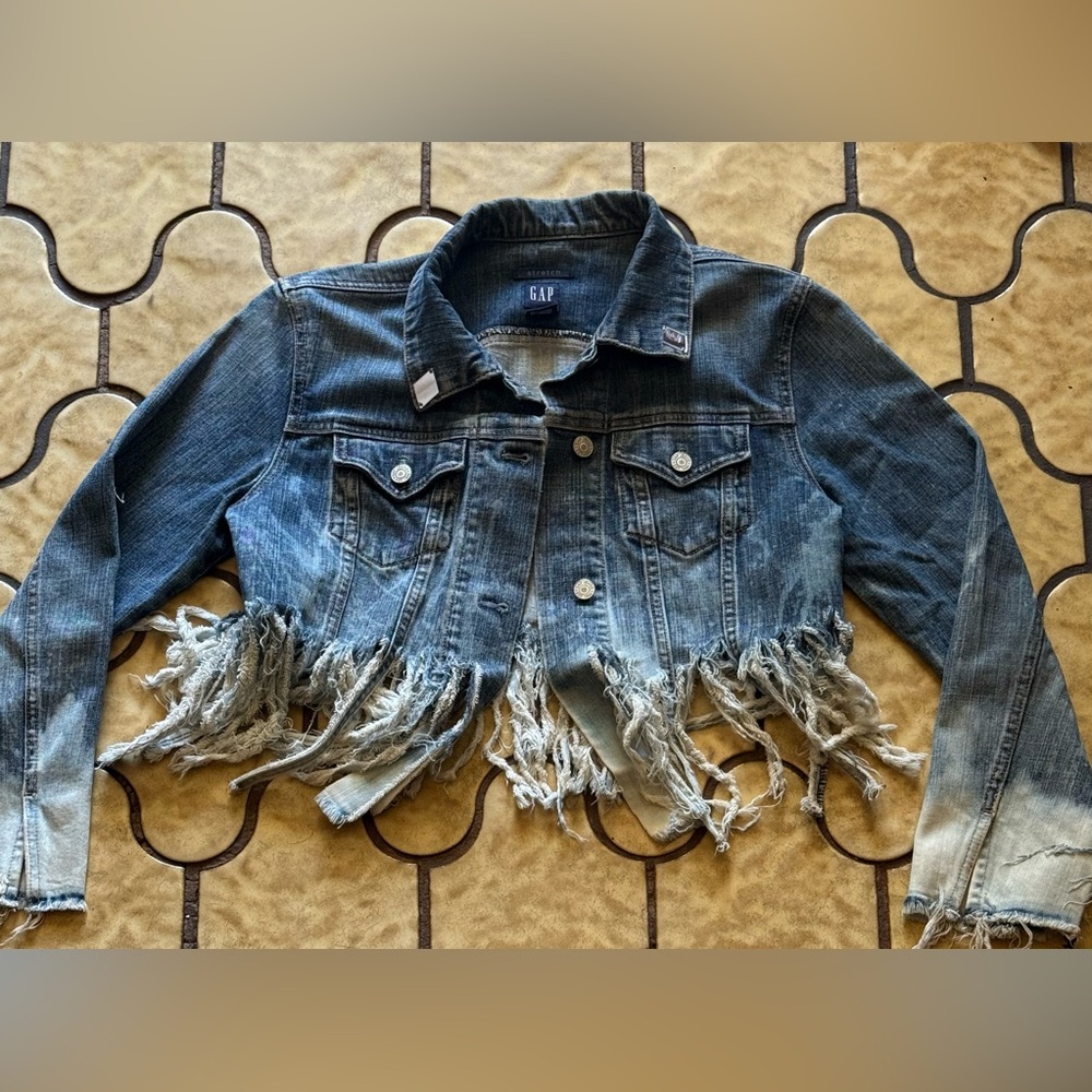GAP Blue Fringed Denim Jacket
